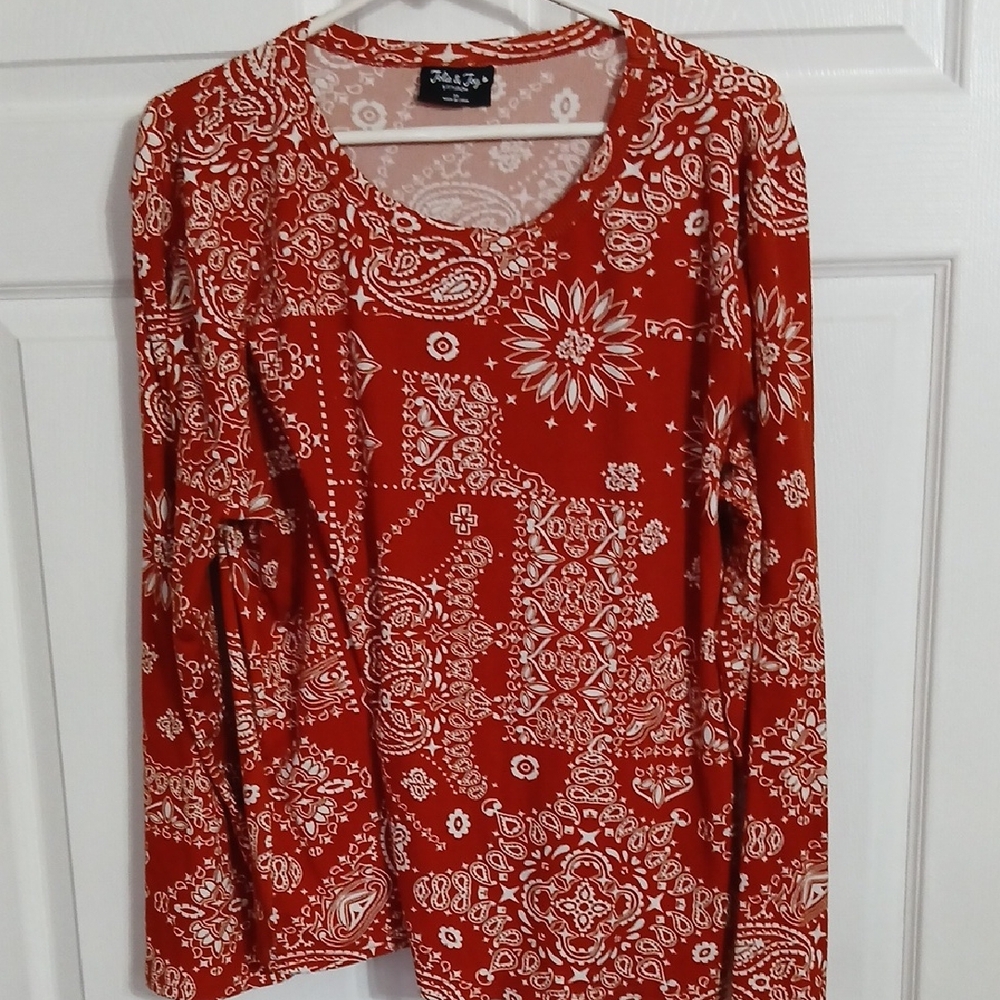 Jolly And JOY BURNT orange Paisley Blouse